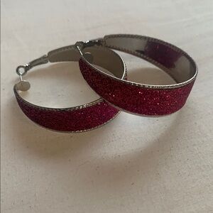 Elegant Purple Glitter Hoop Earrings